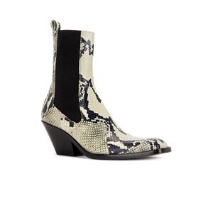 KHAITE Black and Cream Snakeskin Heeled Boots